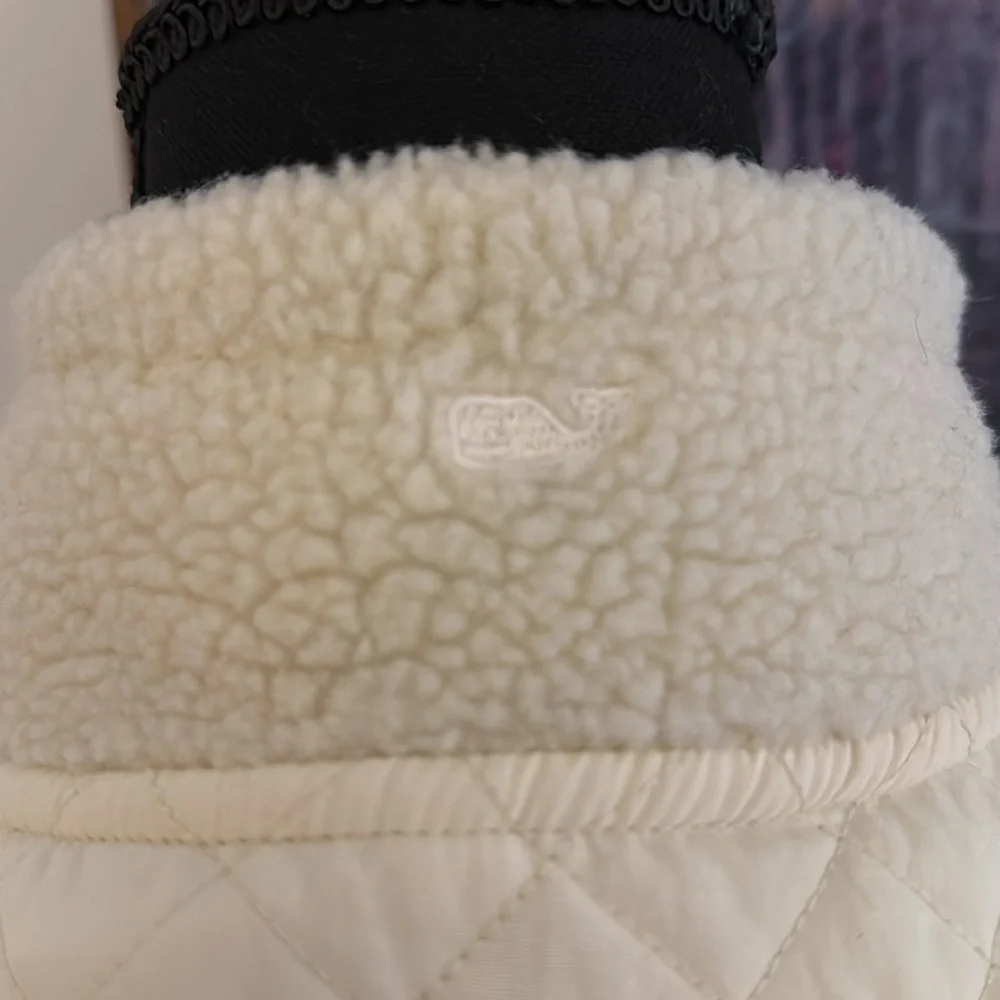 Vineyard Vines Sea View Sherpa Quilted Vest Womens XS Ivory White Full Zip